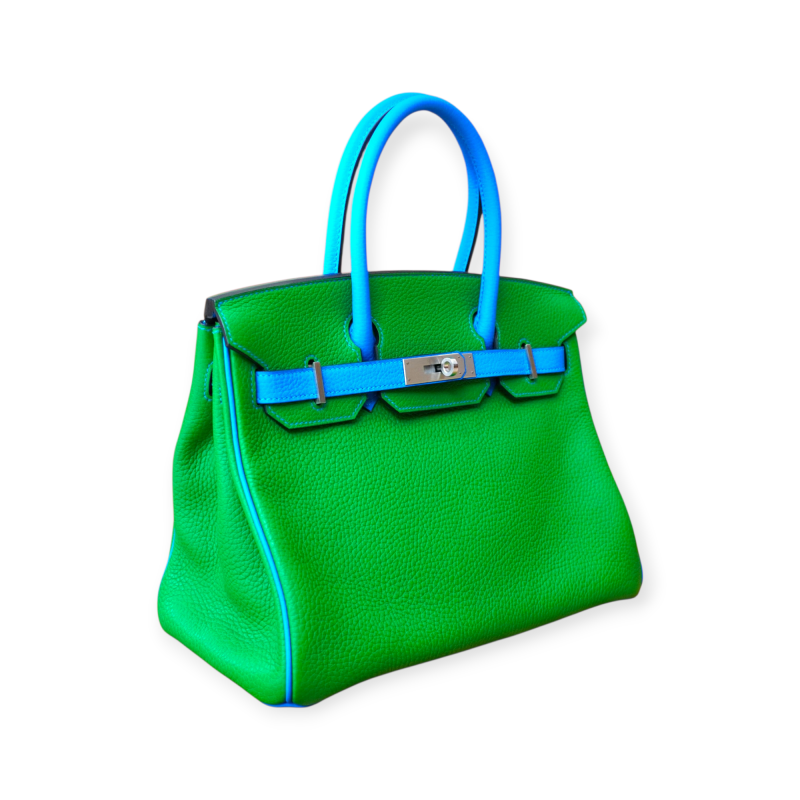 Pre-Owned Hermes Birkin 30 Mente / Blue Azteque Chevre PHW