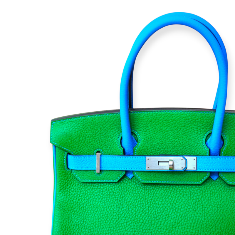 Pre-Owned Hermes Birkin 30 Mente / Blue Azteque Chevre PHW