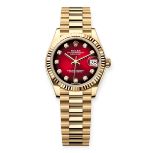 Pre-Owned Rolex DateJust 31mm Yellow Gold Red Ombre Diamond Set Dial President 278278-0049