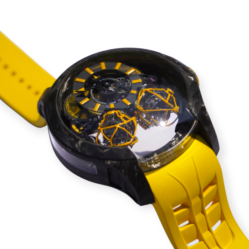 Purnell Escape II Forged Carbon Yellow Watch 48mm Triple-Axis Tourbillon P03YWCB