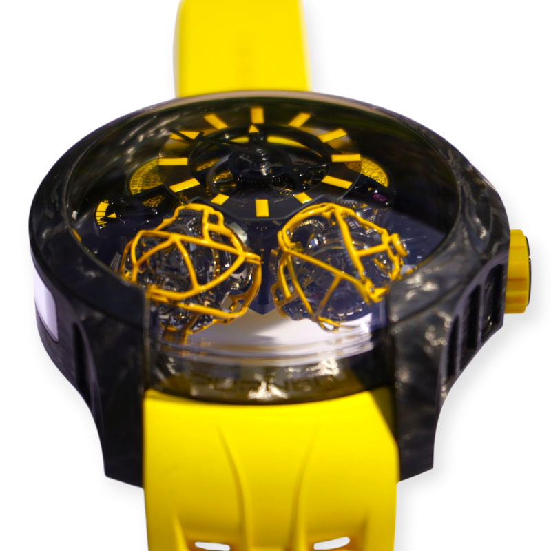 Purnell Escape II Forged Carbon Yellow Watch 48mm Triple-Axis Tourbillon P03YWCB