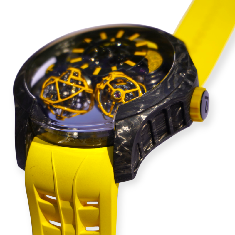 Purnell Escape II Forged Carbon Yellow Watch 48mm Triple-Axis Tourbillon P03YWCB