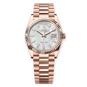 Pre-Owned Rolex Day-Date 36mm Rose Gold MOP Diamond-Set Dial 128235-0078