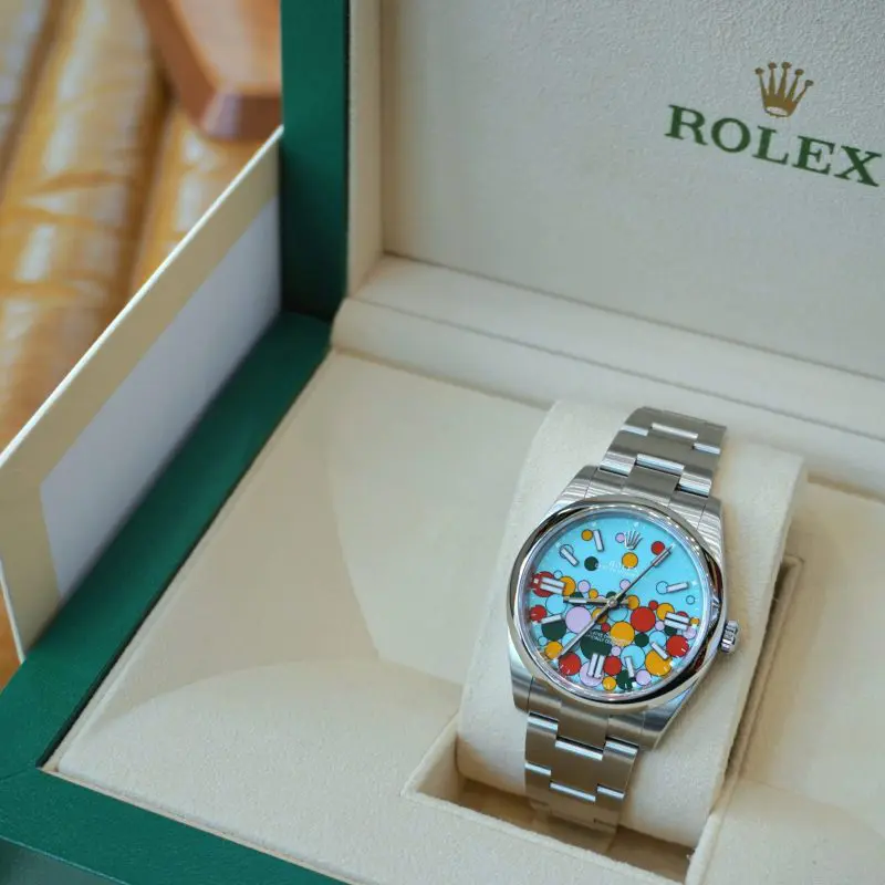 Pre-Owned Rolex Oyster Perpetual 41mm Stainless Steel Tiffany Celebration dial Oyster Bracelet 124300-0008