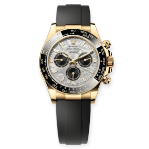 Pre-Owned Rolex Cosmograph Daytona Yellow Gold 40mm Meteorite Black Dial Oysterflex 126518LN-0016