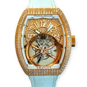 Pre-Owned Franck Muller Gravity Rose Gold Diamond Set V45 T GR CS D CD 5N