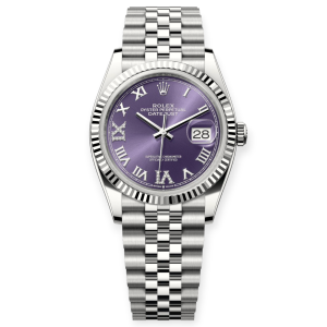 Pre-Owned Rolex Datejust 31mm Stainless Steel Aubergine Diamond Set Dial Jubilee 126234-0021