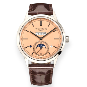 Pre-Owned Patek Philippe 5236P-010 In Line Perpetual Calendar Grand Complications Platinum 41.3mm Brown Leather Strap 5236P-010