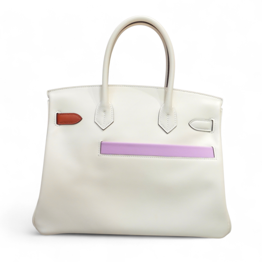 Pre-Owned Hermes Limited Edition Nata, Chai, Cuivre, Lime, Bleu Brume, and Mauve Sylvestre Swift Colormatic Birkin 30 Gold Hardware - Image 3