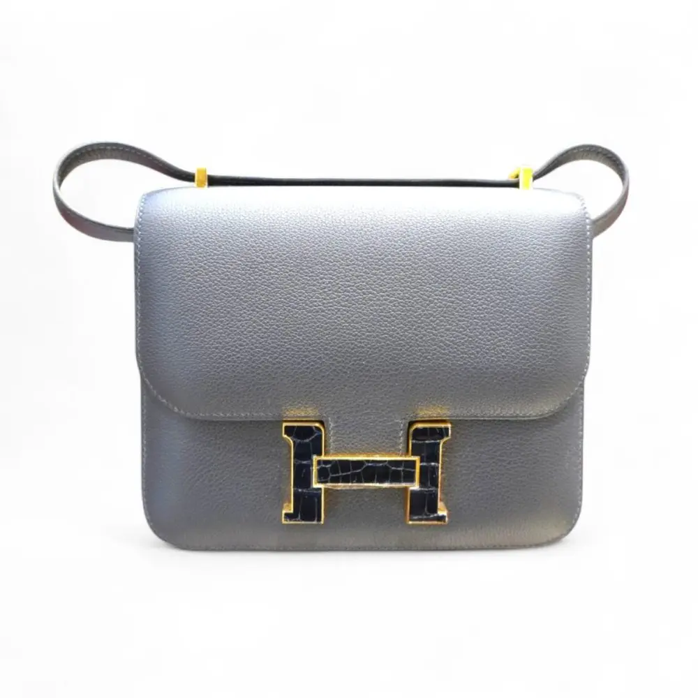 Pre-Owned Hermes Constance III Mini Miroir Marquette Caban/Bleu Marine GHW