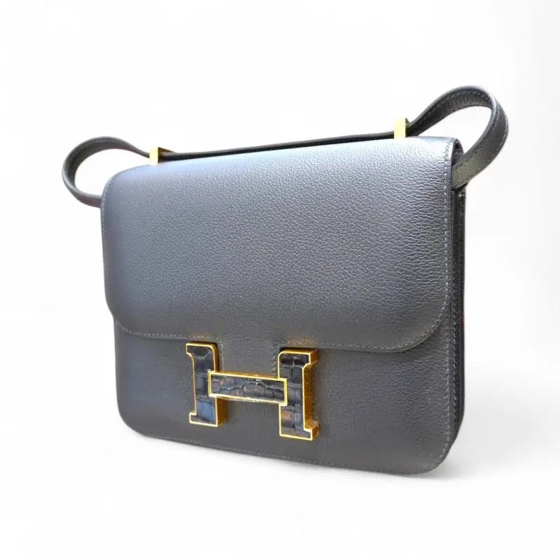 Pre-Owned Hermes Constance III Mini Miroir Marquette Caban/Bleu Marine GHW