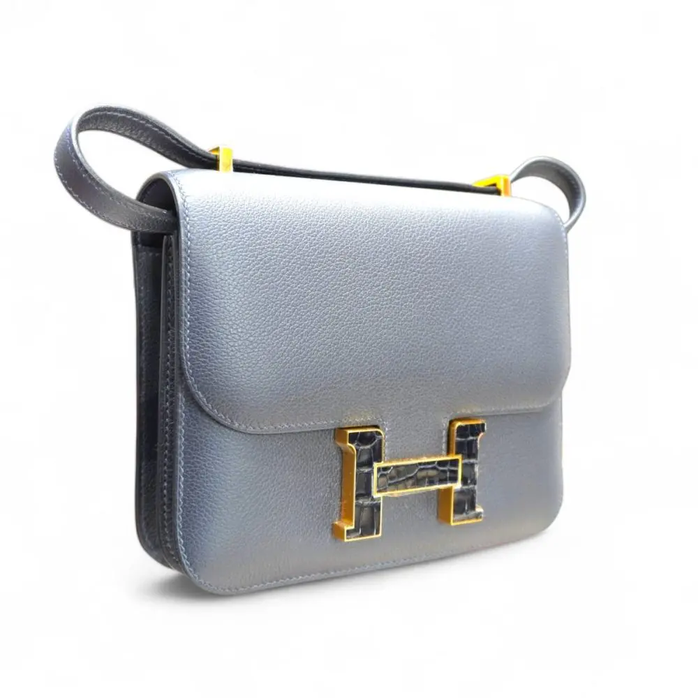 Pre-Owned Hermes Constance III Mini Miroir Marquette Caban/Bleu Marine GHW - Image 3