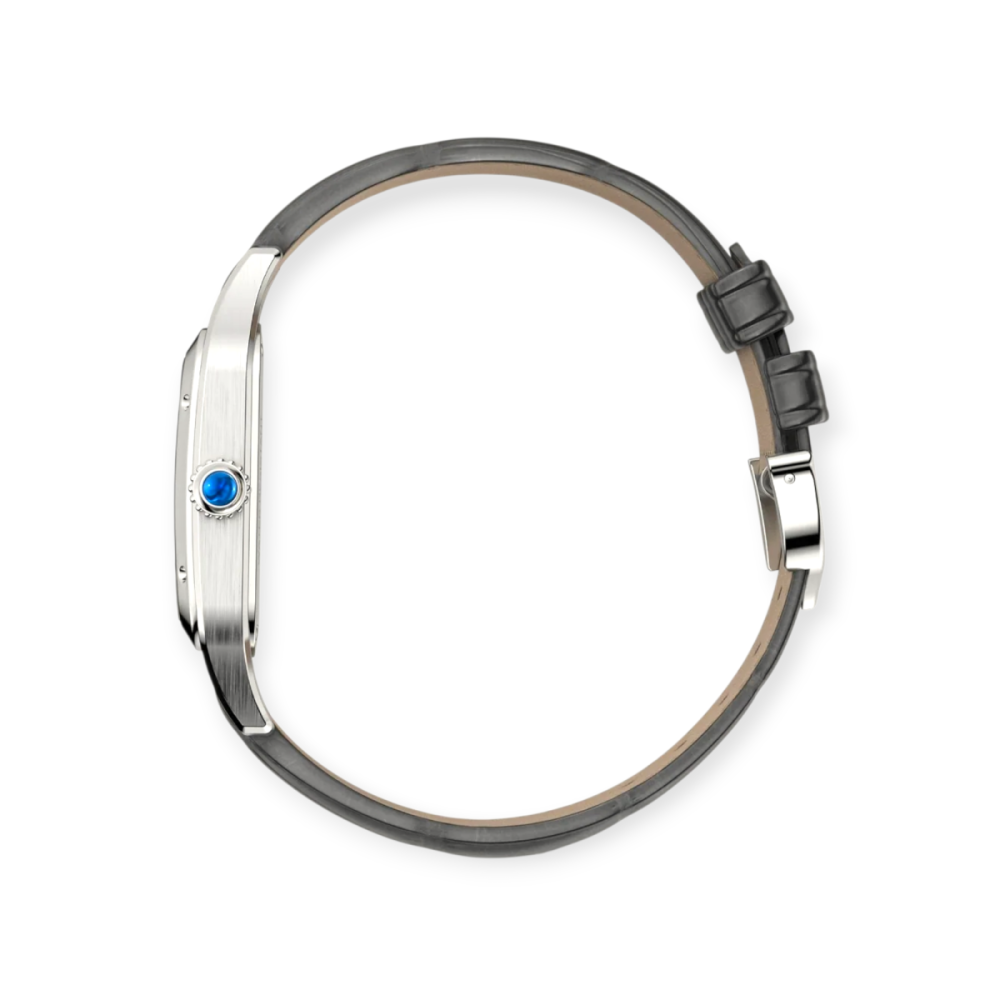 Pre-Owned Cartier Santos-Dumont Skeleton Micro-Rotor Stainless Steel Leather Strap WHSA0032 - Image 2