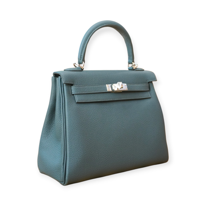 Pre-Owned Hermes Kelly Retourne  25 Veau Togo Vert Mangrove PHW