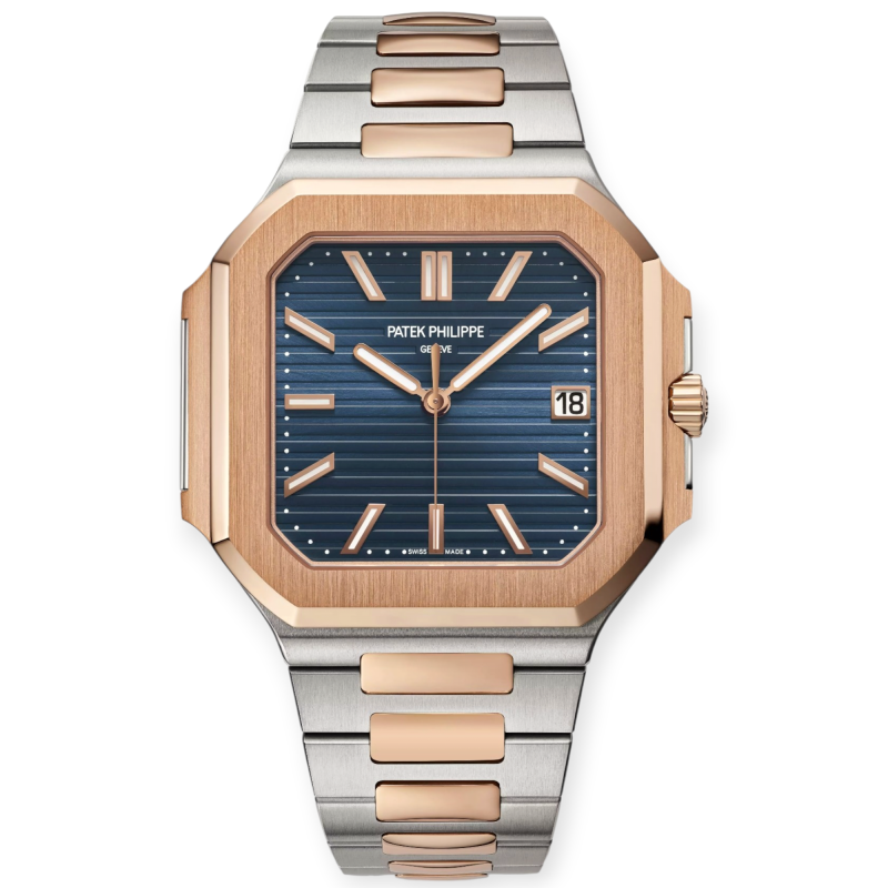 Pre-Owned Patek Philippe Cubitus Steel and Rose Gold 45mm Blue Dial 5821/1AR
