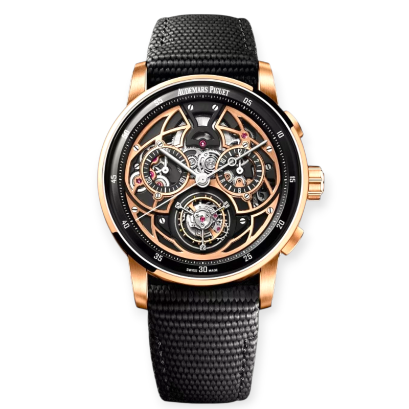 Pre-Owned Audemars Piguet Code 11.59 Self-winding Flying Tourbillion Chronograph 41mm Rose Gold Skeleton Dial Black Strap Limited Edition of 50 
26399NR.OO.D002KB.01