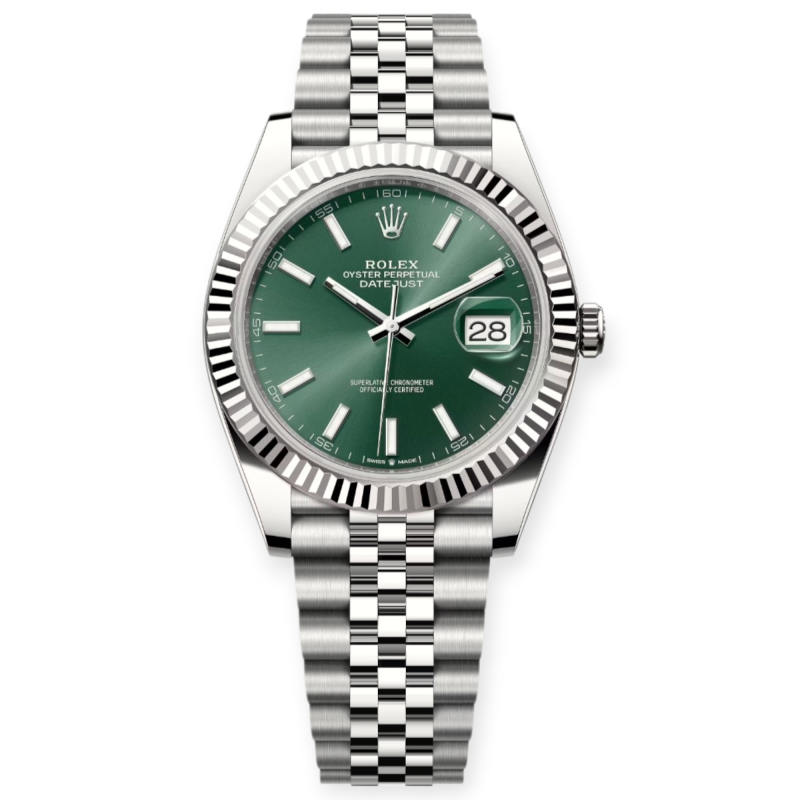 Pre-Owned Rolex Datejust 41mm Stainless Steel Green Dial Jubilee bracelet 126334