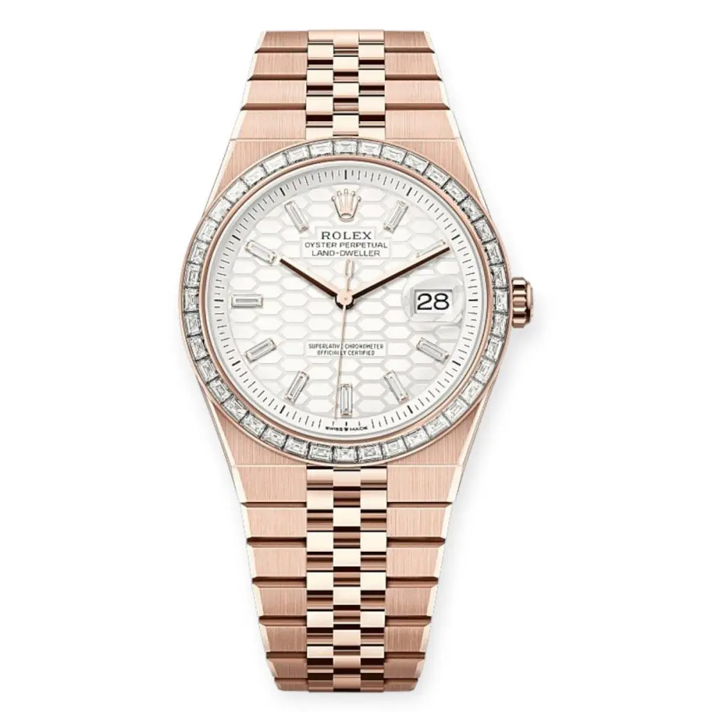 Pre-Owned Rolex Land-Dweller Oyster 40mm Everose Gold and Diamonds 127385TBR