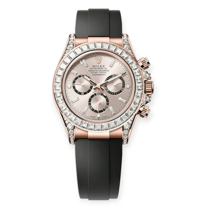 Pre-Owned Rolex Cosmograph Daytona Oyster 40mm Everose Gold and Diamonds Sundust Dial and Oysterflex bracelet 126535TBR-0002