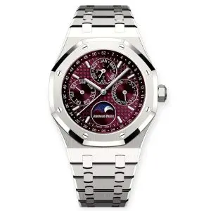 Pre-Owned Audemars Piguet Royal Oak Perpetual Calendar 41mm White Gold Burgundy Dial 26574BC.OO.1220BC.01