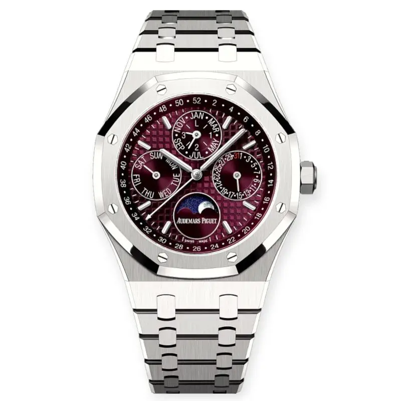 Pre-Owned Audemars Piguet Royal Oak Perpetual Calendar 41mm White Gold Burgundy Dial 26574BC.OO.1220BC.01
