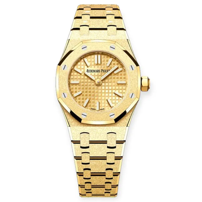 Pre-Owned Audemars Piguet Royal Oak Mini Frosted Gold Quartz 23mm Yellow Gold with Petite Tapisserie 67630BA.GG.1312BA.01-C