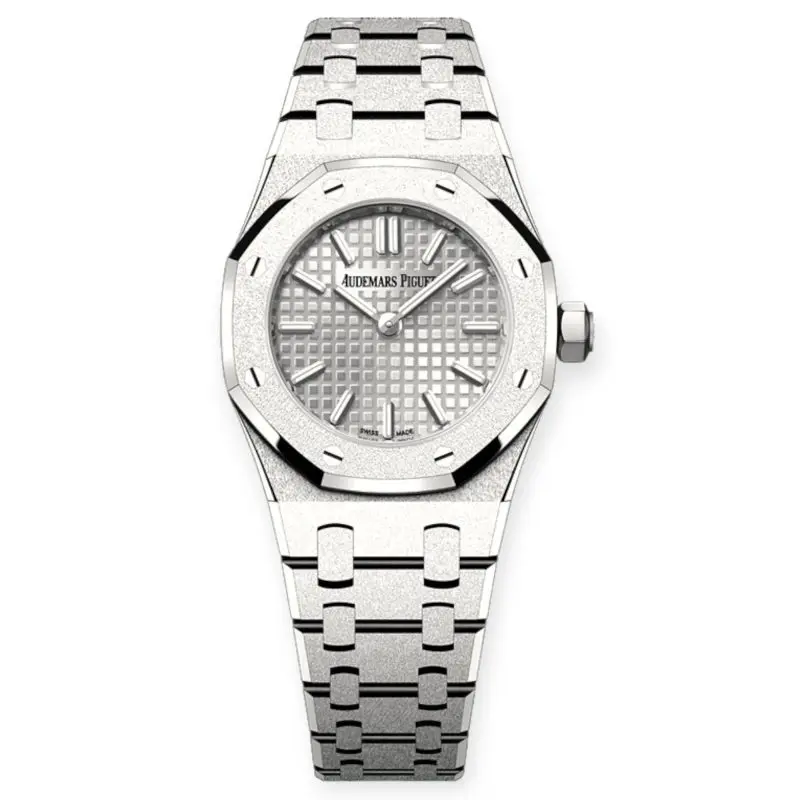 Pre-Owned Audemars Piguet Royal Oak Mini Frosted Gold Quartz 23mm White Gold with Petite Tapisserie Dial 67630BC.GG.1312BC.01-C