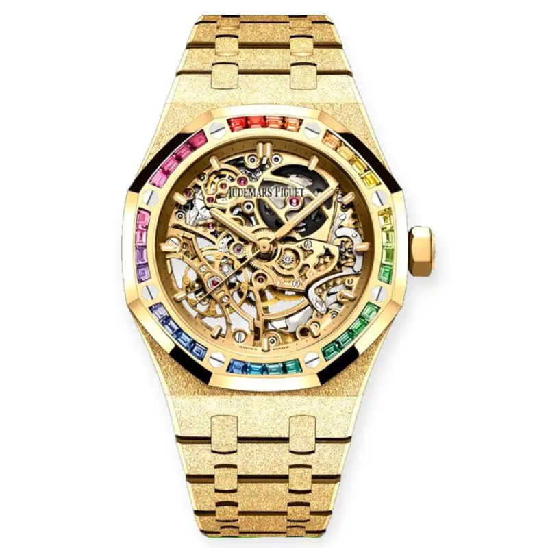 Pre-Owned Audemars Piguet Royal Oak Frosted Gold Double Balance Wheel Openworked 37mm Yellow Gold 15468BA.YG.1269BA01-B