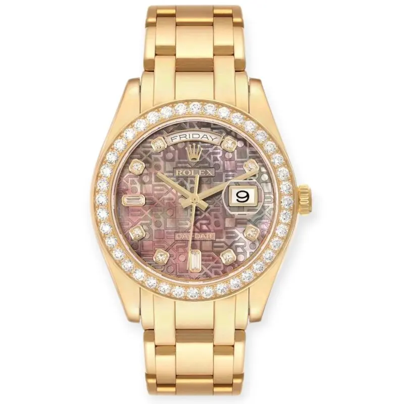 Pre-Owned Rolex Day-Date Masterpiece 39mm Mother Of Pearl Yellow Gold Diamond Watch 18948