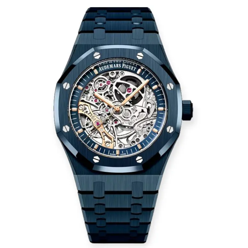 Pre-Owned Audemars Piguet Royal Oak Double Balance Wheel Openworked  41mm Bleu Nuit, Nuage 50 Ceramic Case Dial and Bracelet 15416CD.OO.1225CD.01