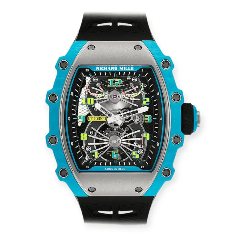 Pre-Owned Richard Mille Tourbillon Aerodyne QTPT Titanium Rubber Strap RM21-02