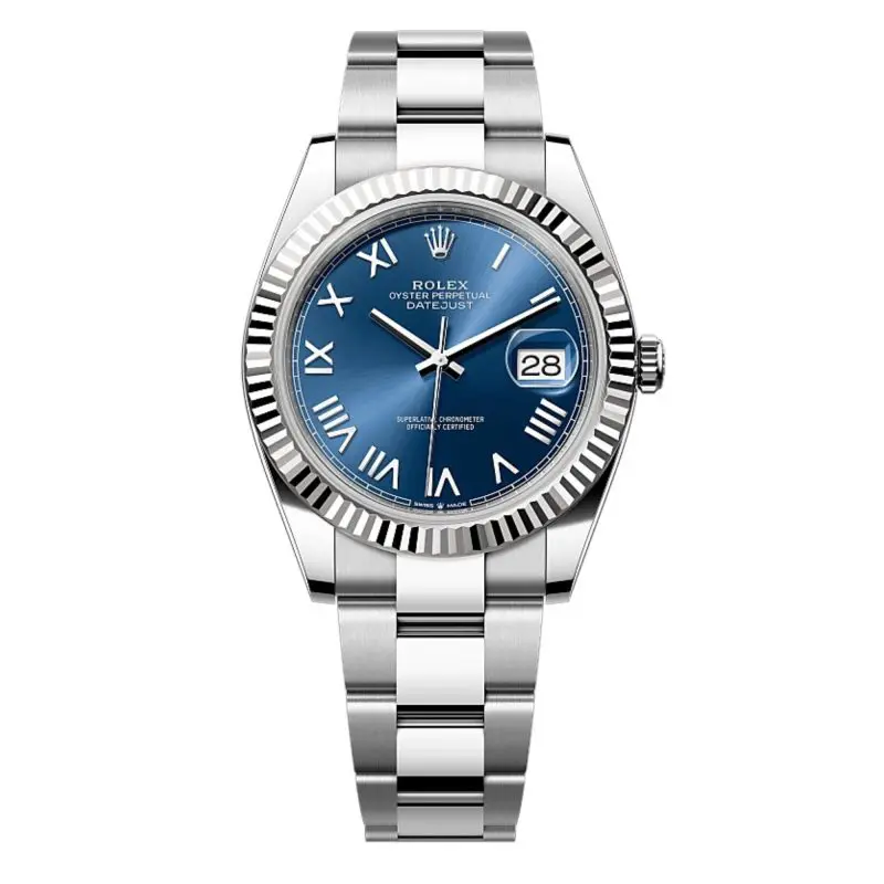 Pre-Owned Rolex DateJust 41mm Oystersteel White Gold Blue Dial Oyster Bracelet 126334-0037