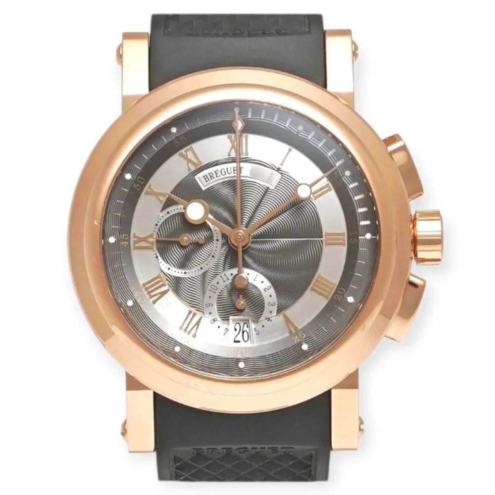 Pre-Owned Breguet Marine Chronograph Rose Gold 42mm Rubber Strap 5827BR/Z2/5ZU