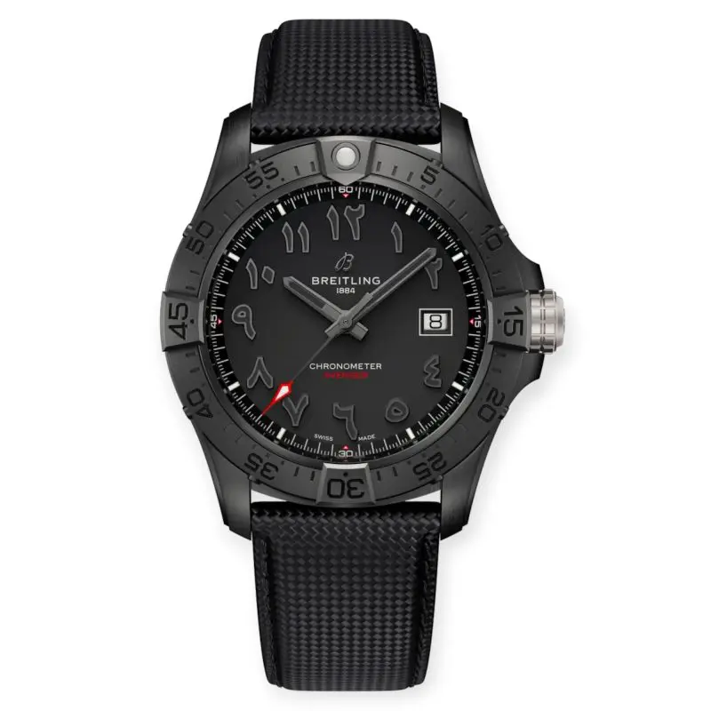 Pre-Owned Breitling Avenger Automatic  Night Mission 42mm Ceramic Black Dial Calf Skin Leather Strap S173284A1B1X1