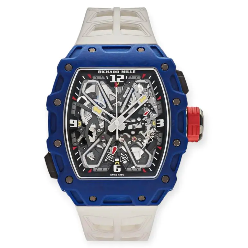 Pre-Owned Richard Mille Rafael Nadal Automatic Winding Blue Carbon White Skeleton Dial Rubber Strap RM 35-03