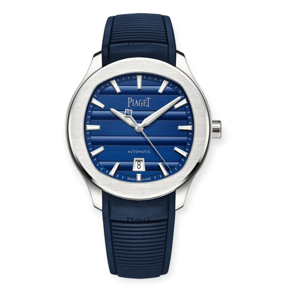 Pre-Owned piaget Polo Signature Date watch 42mm Stainless Steel Dial Rhodium Finish Date Window Rubber Strap G0A51031