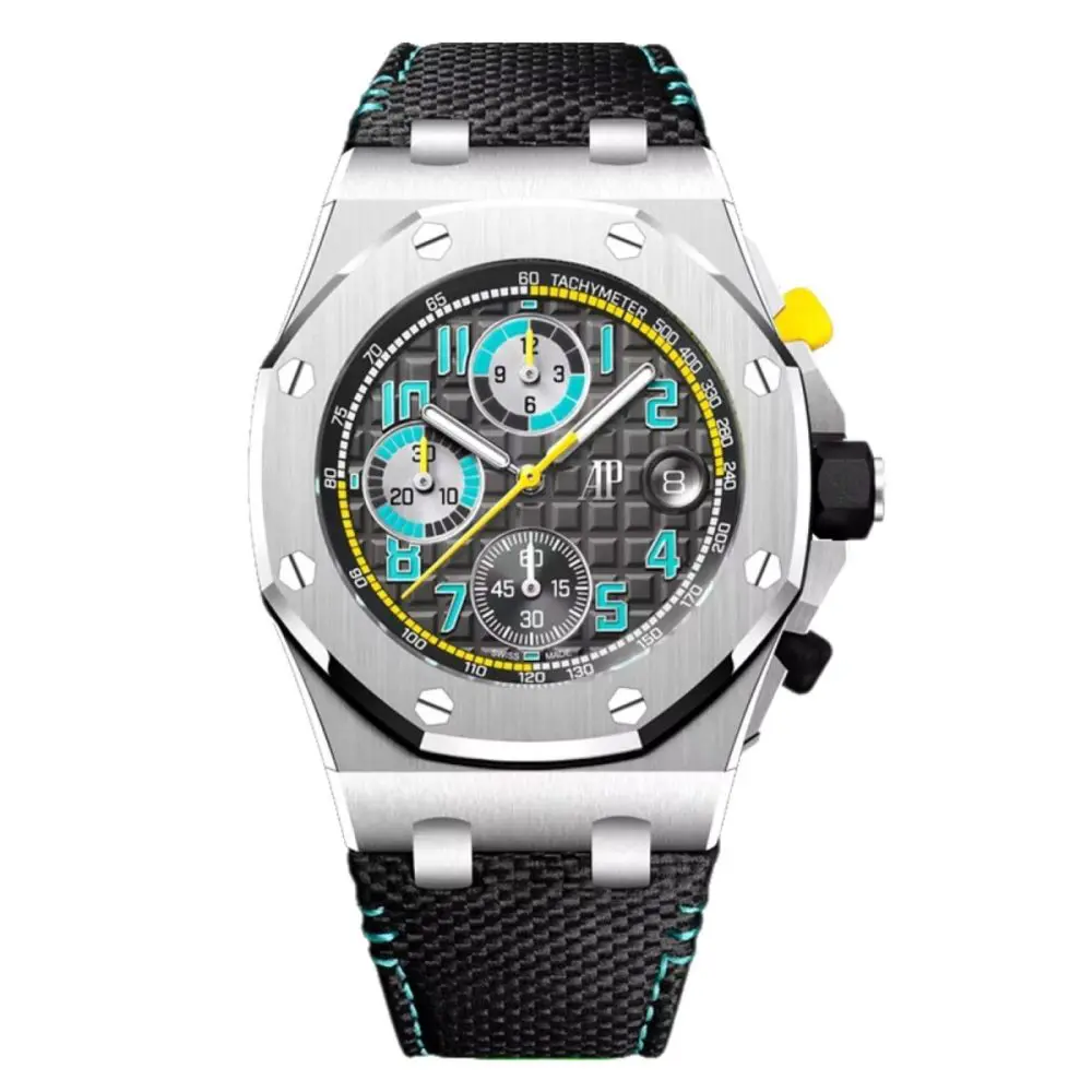Pre-Owned Royal Oak Offshore SelfWinding Chronograph 42mm Titanium Mega Tapisserie Dial Leather Strap 26238TI.OO.A001VE.01