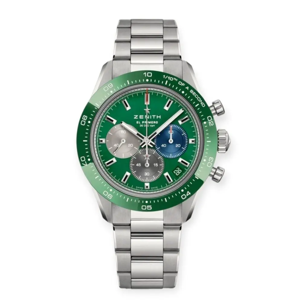 Pre-Owned Zenith Chronomaster Sport 41mm Ceramic Automatic Stainless Steel Case Green Tricolour Dial 03.3119.3600/56.M3100