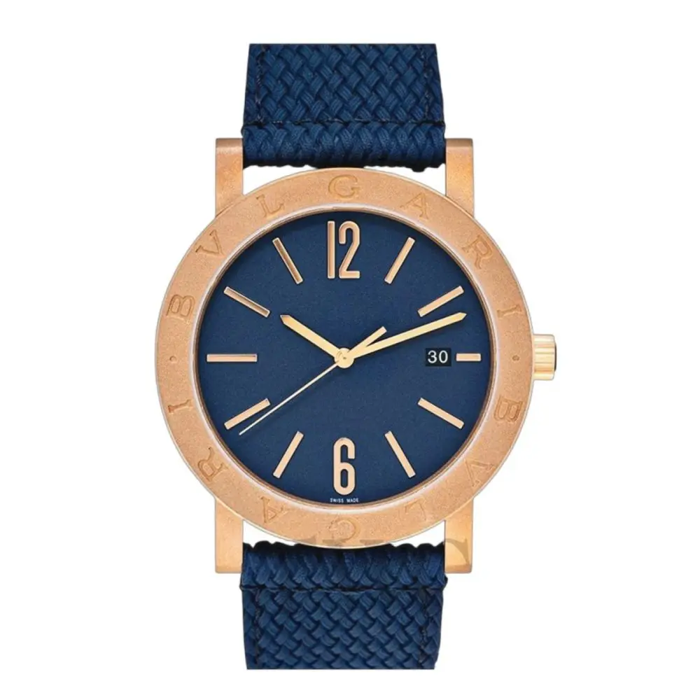 Pre-Owned Bvlgari Automatic Blue Bronze 41mm Bronze Case Blue Dial Leather Strap 103132 41MM