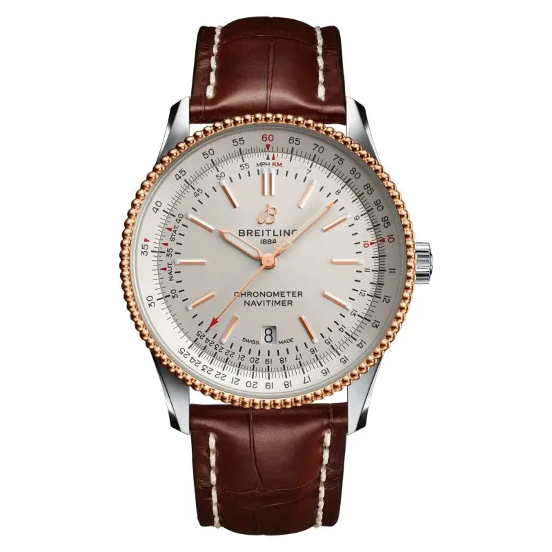 Pre-Owned Breitling Navitimer Automatic 41mm Stainless Steel Red Gold Leather Strap U17326211G1P2