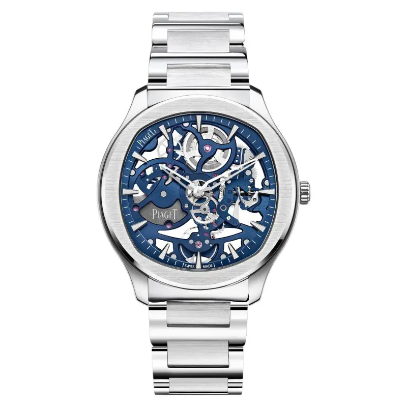 Pre-Owned Piaget Polo Skeleton 42mm Stainless Steel Skeleton Blue Dial G0A45004
