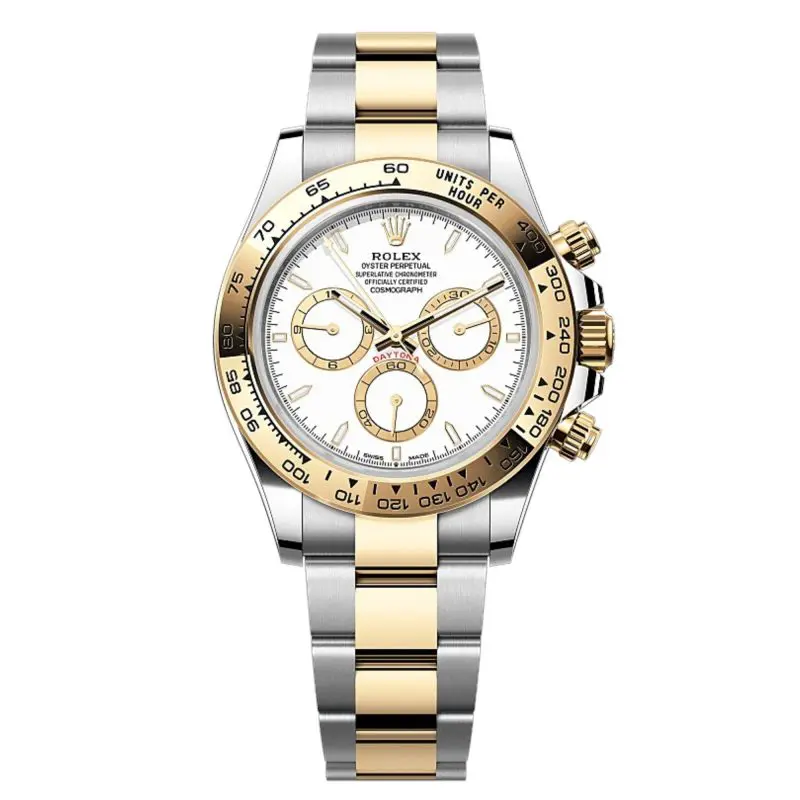 Pre-Owned Rolex Cosmograph Daytona 40mm Oyster Steel Yellow Gold White Dial Oyster Bracelet 126503-0001