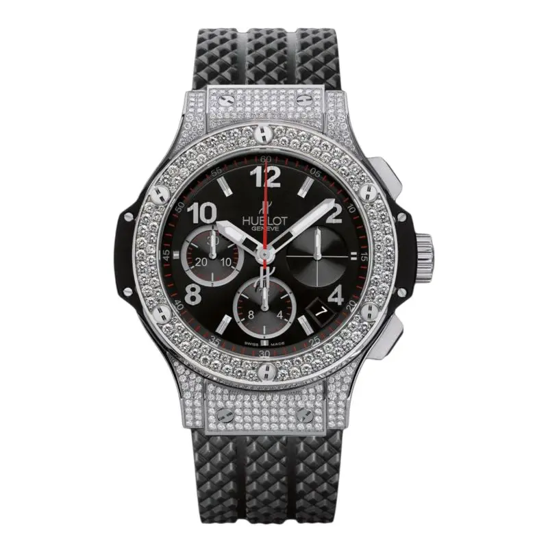 Pre-Owned Hublot Big Bang Steel 41mm Automatic Men's Watch Stainless Steel Black Dial Rubber Strap 342.SX130.RX.174