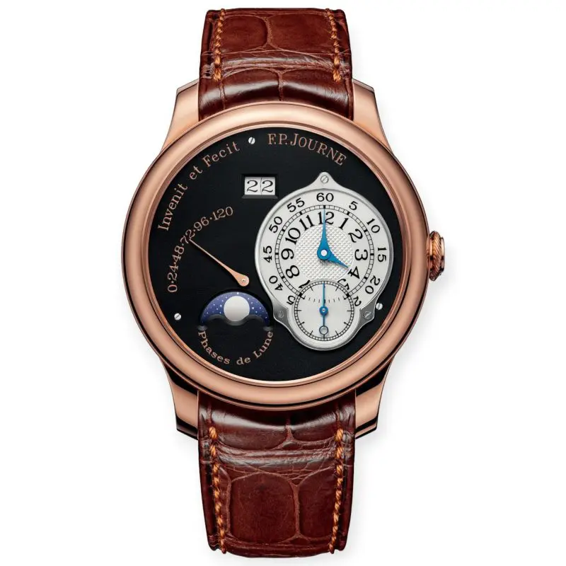 Pre-Owned F.P.Journe Octa Lune Rose Gold Boutique Edition 40mm Brown Dial Leather Bracelet Reference L