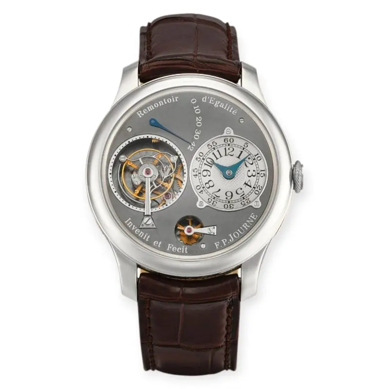 Pre-Owned F.P.Journe Tourbillon Ruthenium 40mm Platinum  Brown Leather Bracelet