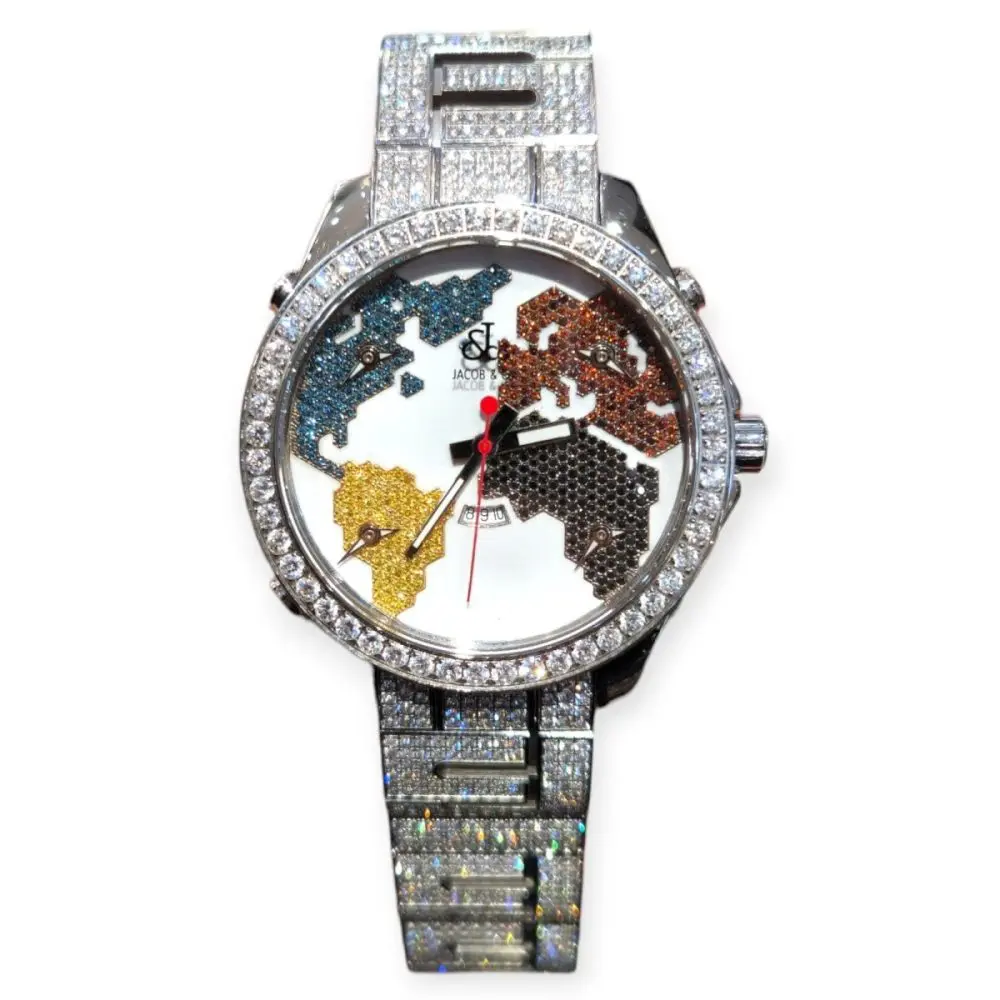 Pre-Owned Jacob & Co. Five Time Zone The World is Yours 47mm Paved Diamond Set JC47SGR