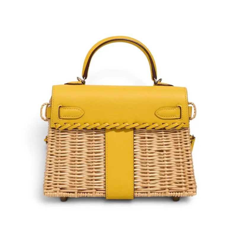 Hermes Kelly 20 Mini Picnic Jaun De Naples / Swift / Osier Wicker Palladium Hardware