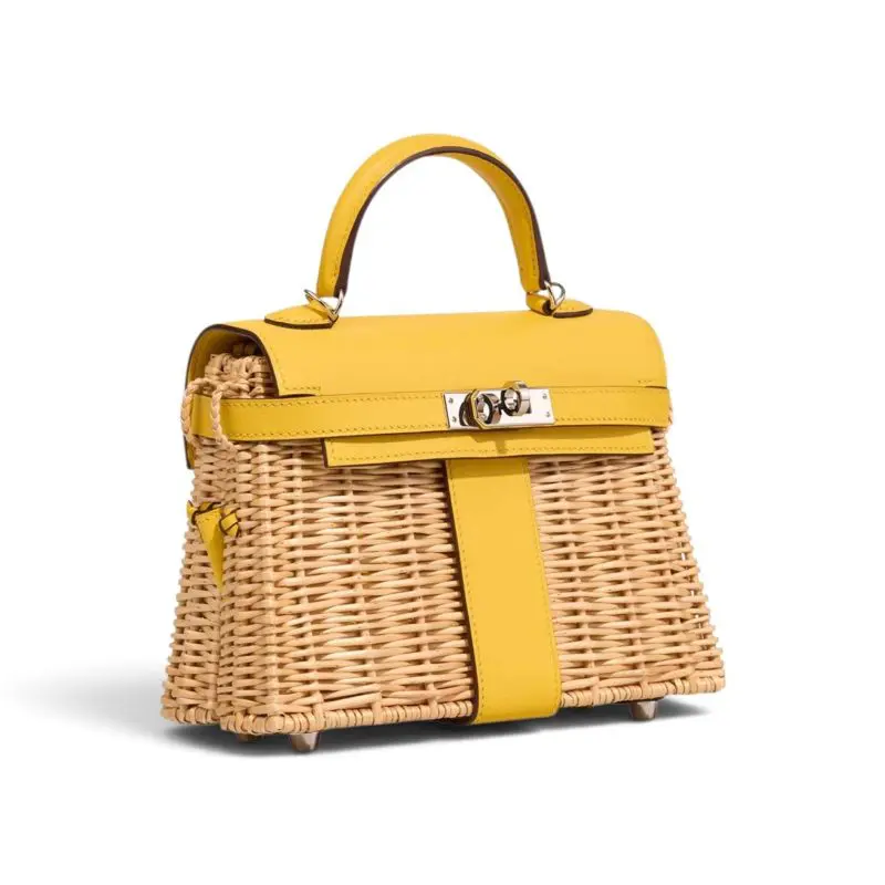 Hermes Kelly 20 Mini Picnic Jaun De Naples / Swift / Osier Wicker Palladium Hardware