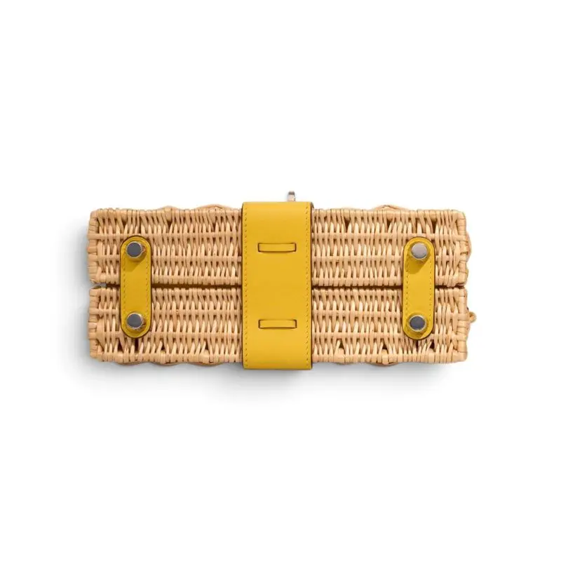 Hermes Kelly 20 Mini Picnic Jaun De Naples / Swift / Osier Wicker Palladium Hardware