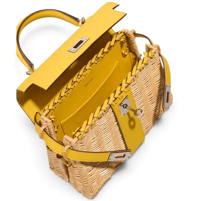 Hermes Kelly 20 Mini Picnic Jaun De Naples / Swift / Osier Wicker Palladium Hardware